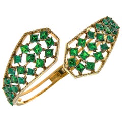Used 18 Karat Yellow Gold Emeralds Tsavorites Bangle Aenea Jewellery