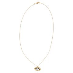 18 Karat Yellow Gold Enamel and Diamond Evil Eye Necklace