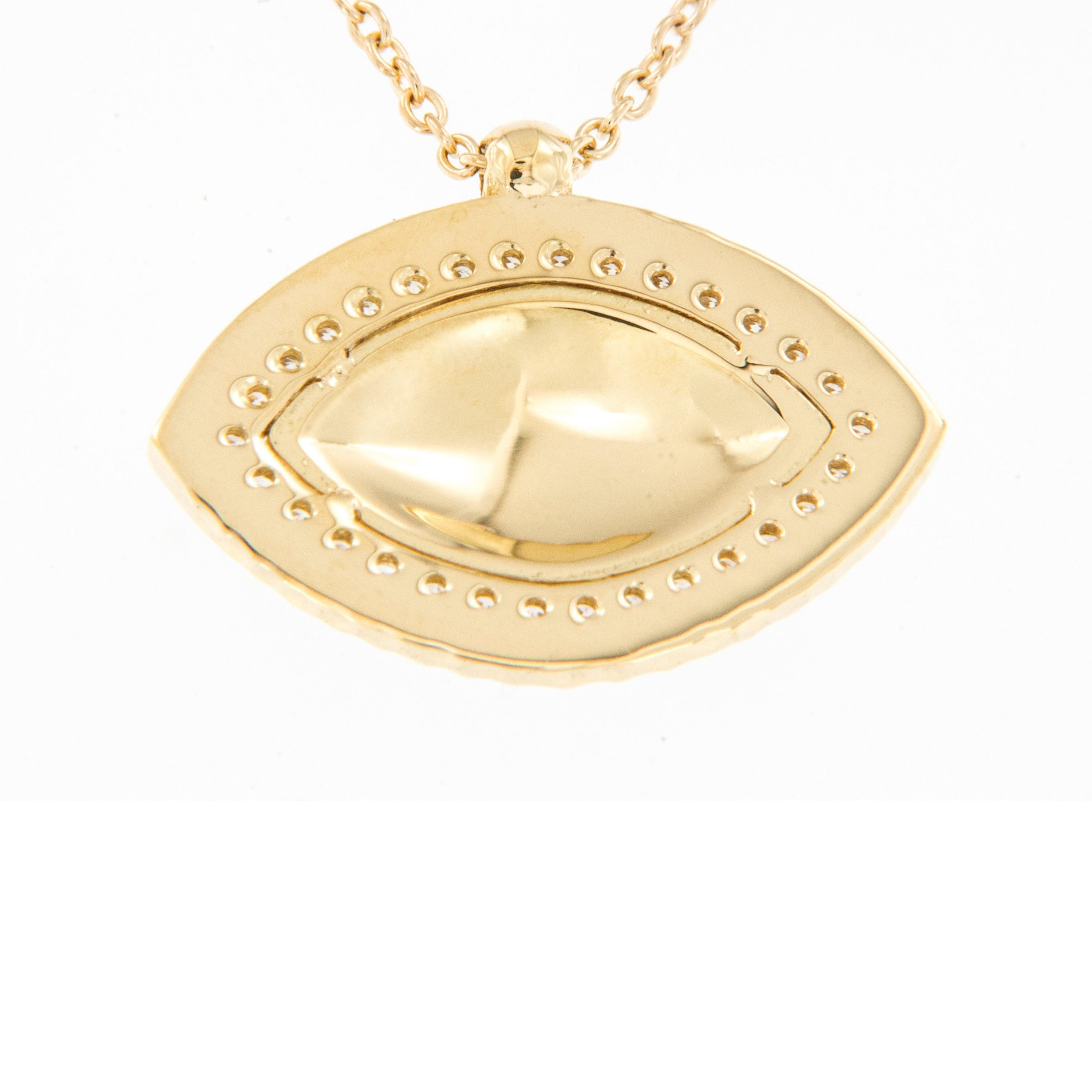 Taille ronde Collier Evil Eye en or jaune 18 carats, émail et diamants en vente