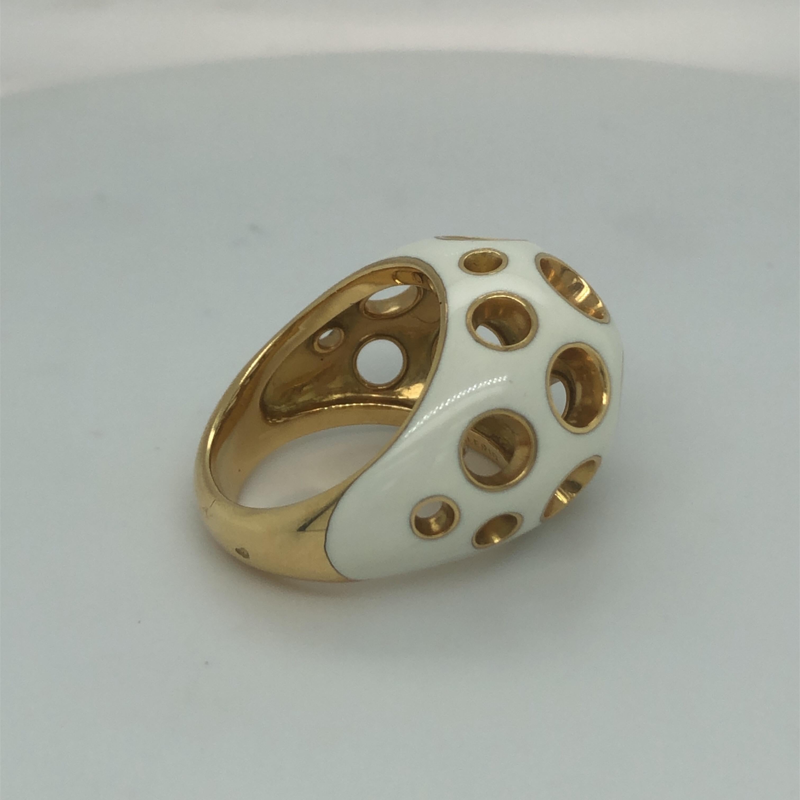 Women's 18 Karat Yellow Gold Enamel Cocktail Ring by Mellerio