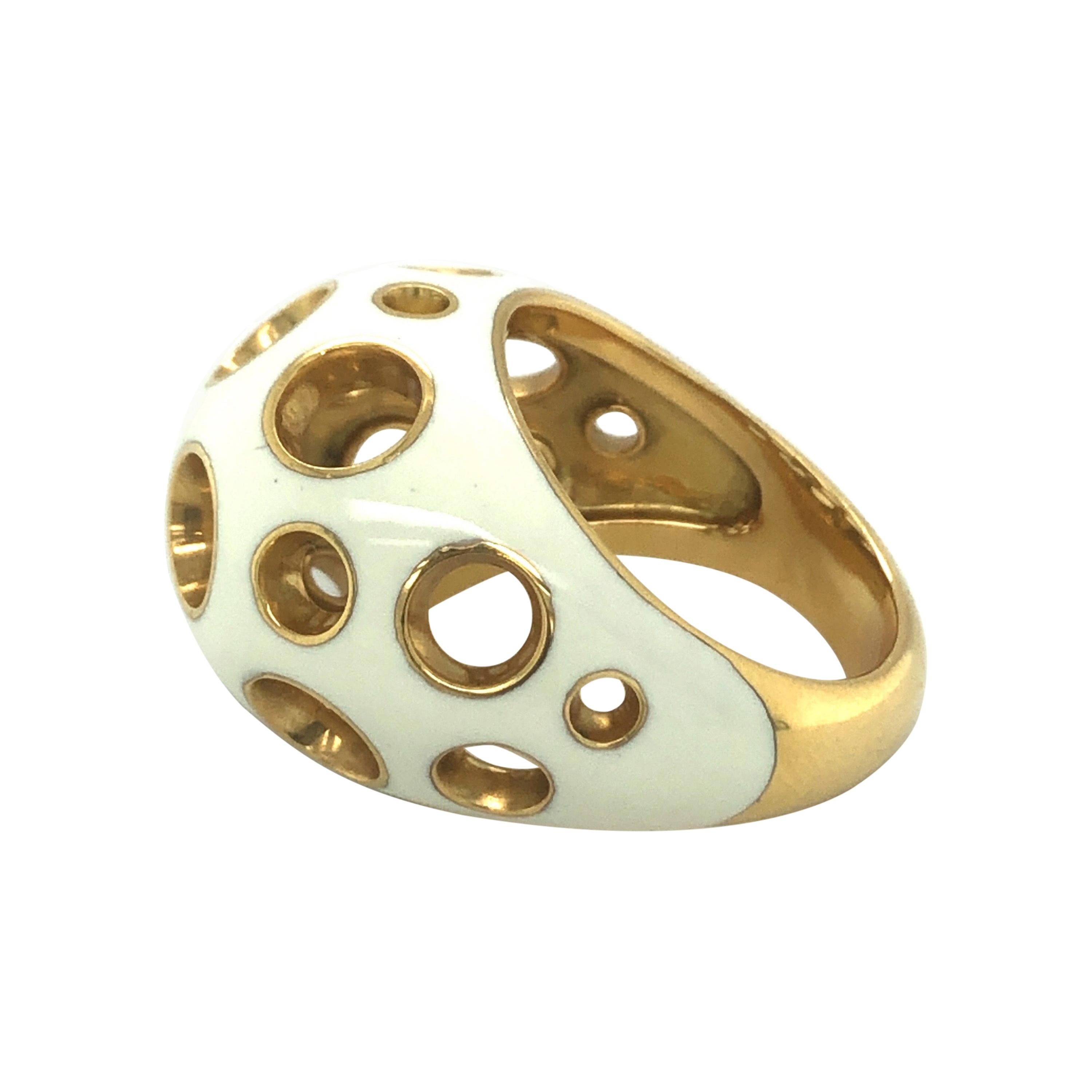 18 Karat Yellow Gold Enamel Cocktail Ring by Mellerio