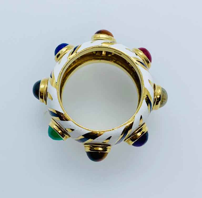 Bague Or Jaune 18 Carats Et Pierres Semi-précieuses - France - Occasion