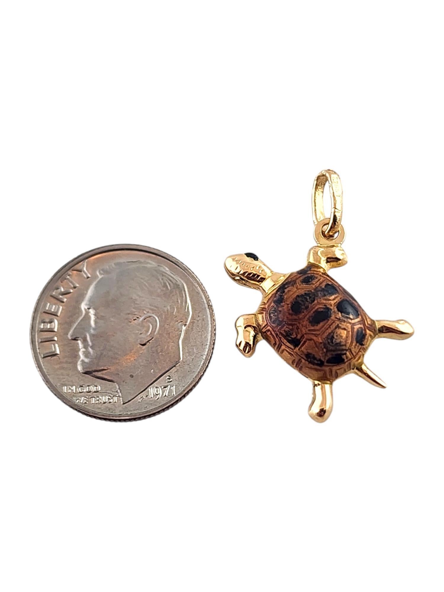 18 Karat Yellow Gold Enamel Turtle Charm #19442 1