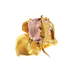 Eighteen Karat Yellow Gold Engagement Ring with Pink Tourmaline