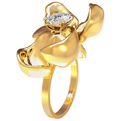 18 Karat Yellow Gold Engagement Ring with 1 Carat Diamond