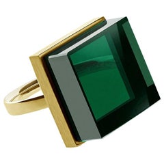 18 Karat Yellow Gold Ring with Green Quartz, Featured in Vogue