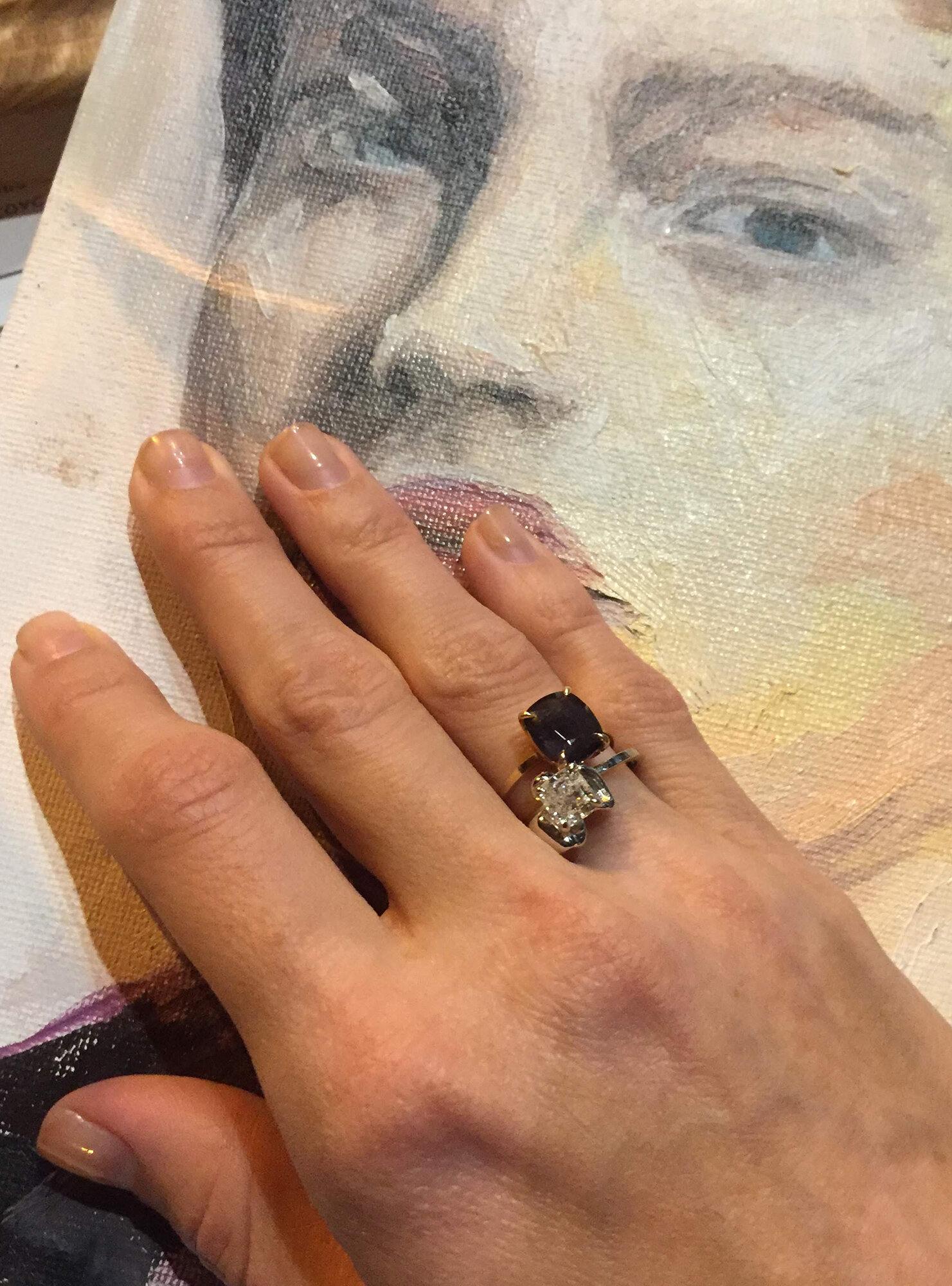 Verlobungsring aus 18 Karat Gelbgold mit einem Karat gelbem Diamanten im Kissenschliff im Angebot 4