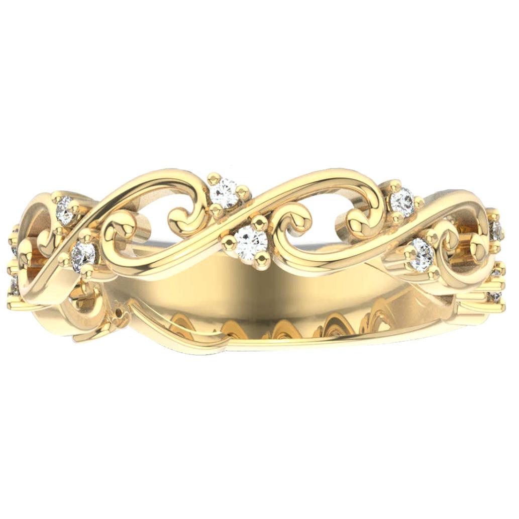 18 Karat Yellow Gold Entwine Diamond Ring '1/10 Carat' For Sale