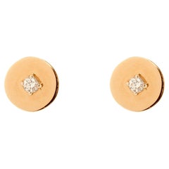 18 Karat Yellow Gold Essential 0.14 Karats White Diamonds Dainty Stud Earrings