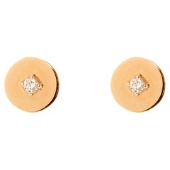 18 Karat Yellow Gold Essential 0.14 Karats White Diamonds Unisex Stud Earrings