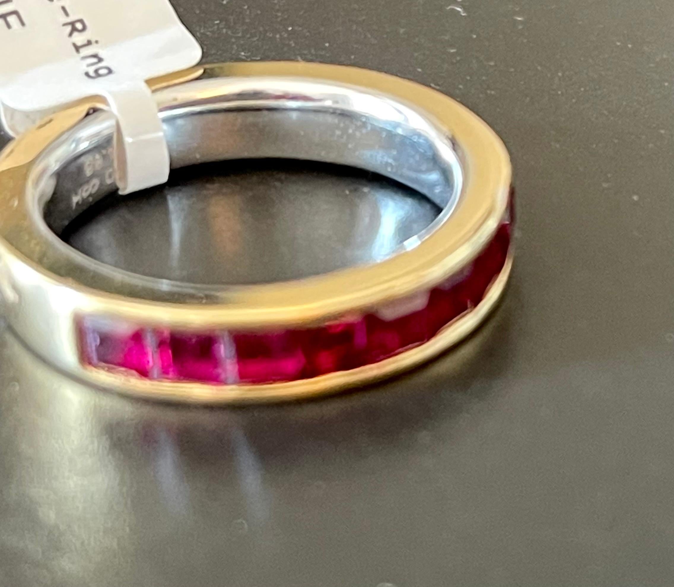 18 Karat Yellow Gold Eternity Ring Ruby For Sale 1
