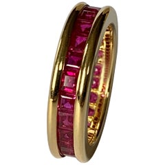 18 Karat Yellow Gold Eternity Ring Ruby