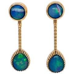 18 Karat Yellow Gold Ethiopian Opal Studs with Ethiopian Opal Jackets