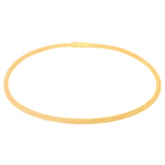18 Karat Yellow Gold Etruscan Weave Necklace Collar