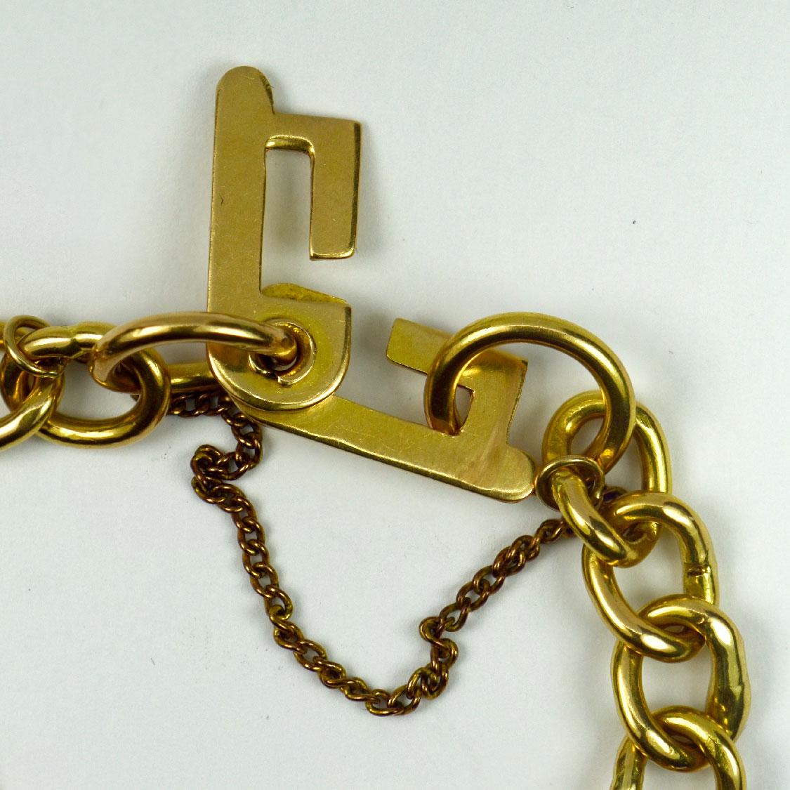 18 Karat Yellow Gold Faceted Curb Link Bracelet For Sale 2