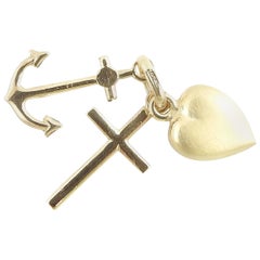 Vintage 18 Karat Yellow Gold Faith, Hope and Charity Charm