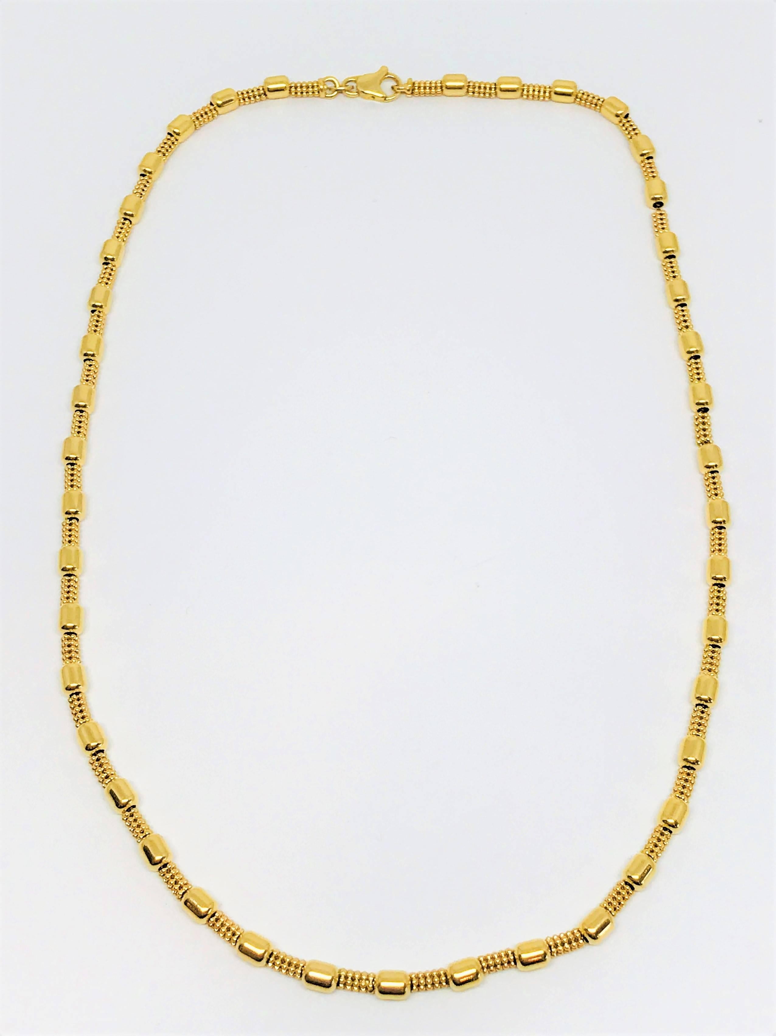 Women's 18 Karat Yellow Gold Fancy Bead Chain Necklace For Sale