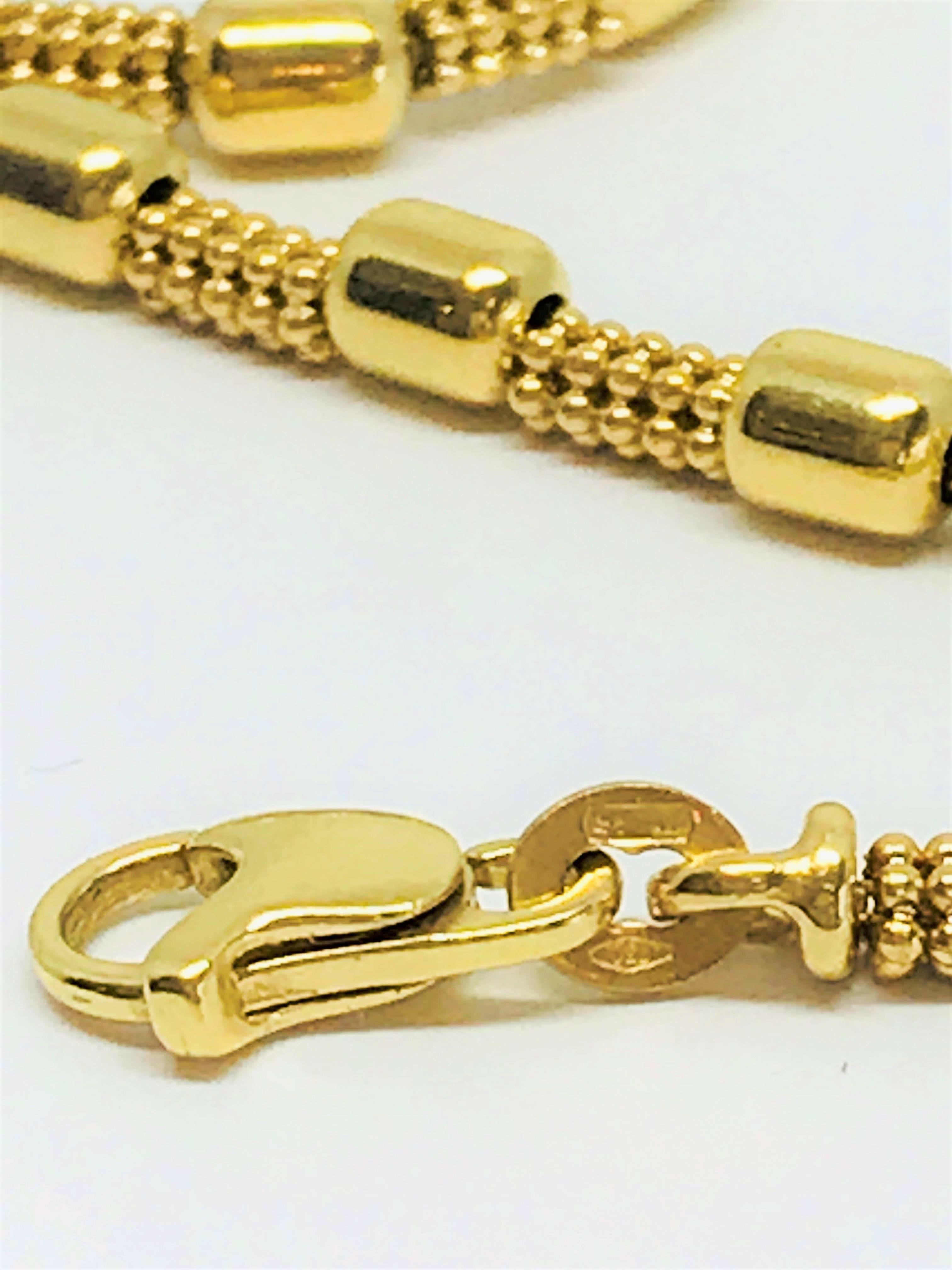 18 Karat Yellow Gold Fancy Bead Chain Necklace For Sale 2