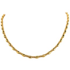 18 Karat Yellow Gold Fancy Bead Chain Necklace