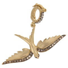 Used 18 Karat Yellow Gold Fancy Brown Diamond Swallowtail Bird Pendant Charm