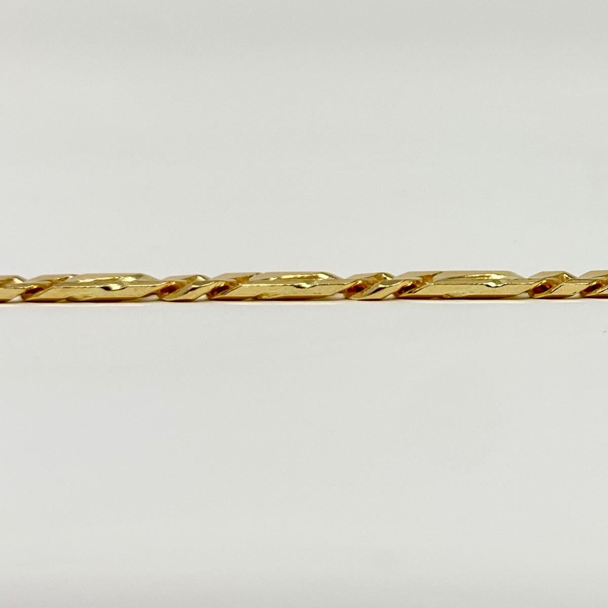 18 Karat Yellow Gold Fancy Figaro Figarucci Link Chain Bracelet In Good Condition In Guilford, CT