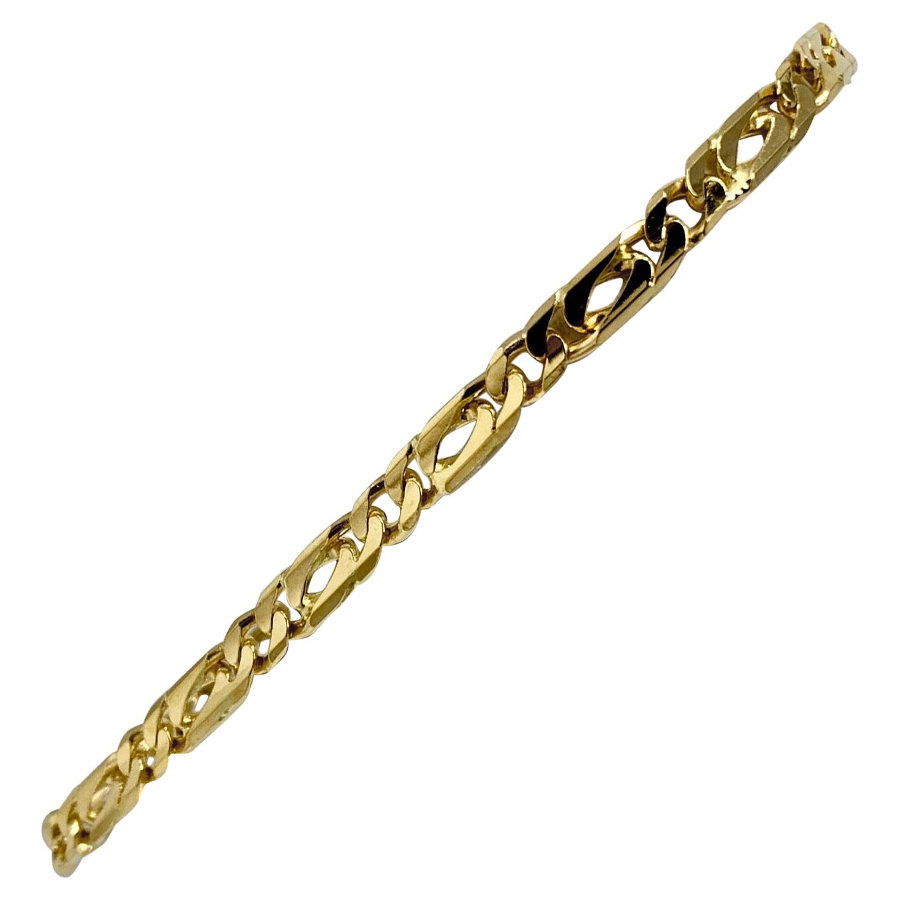 18 Karat Yellow Gold Fancy Figaro Figarucci Link Chain Bracelet