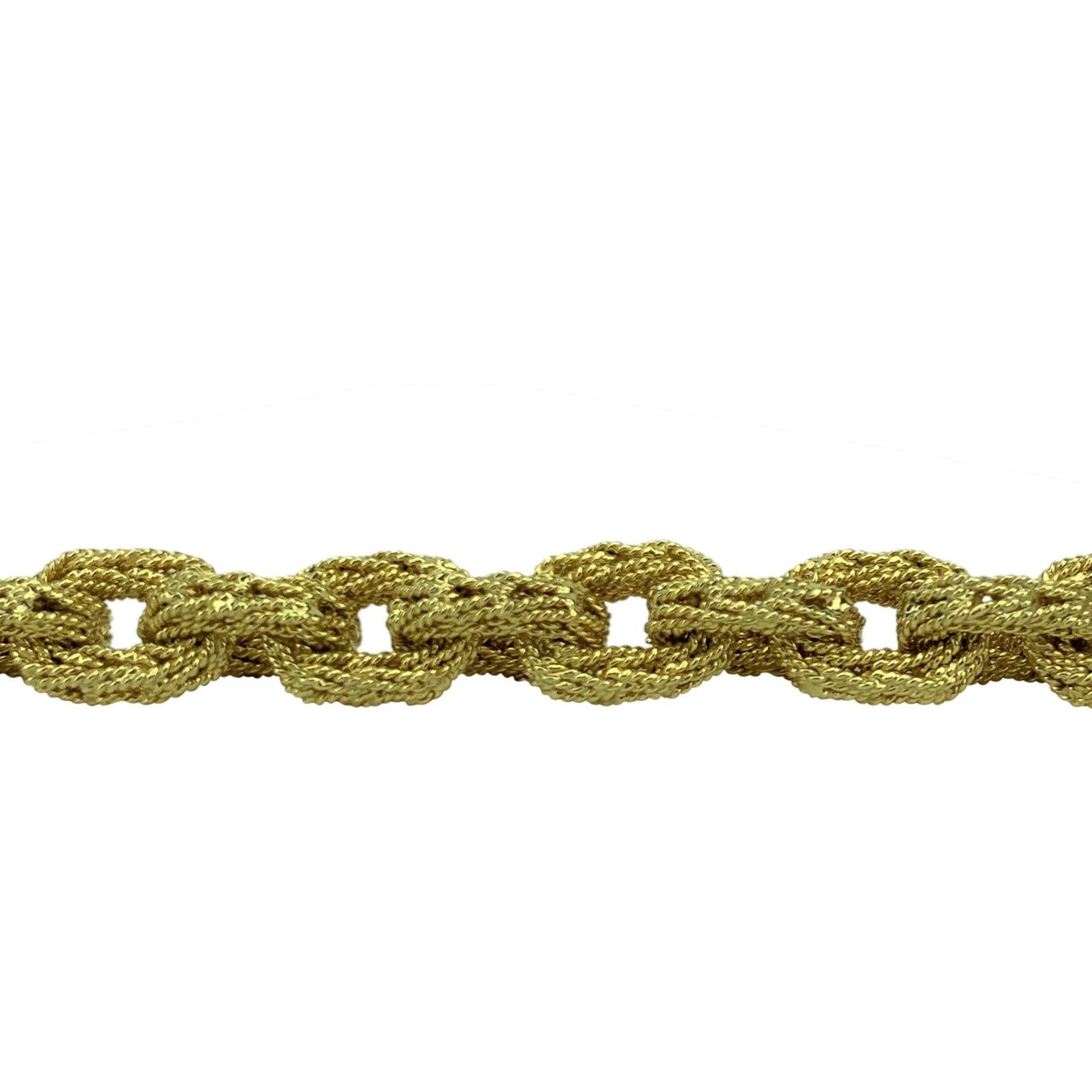 Women's 18 Karat Yellow Gold Fancy Ribbed Oval Link Cable Bracelet