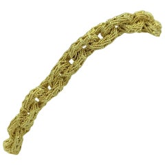 18 Karat Yellow Gold Fancy Ribbed Oval Link Cable Bracelet