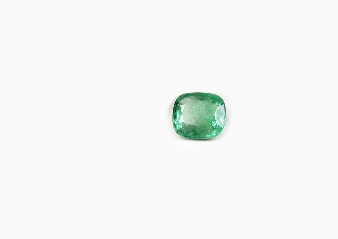 Cushion Cut Eighteen Karat Yellow Gold Engagement Ring with Three Carats Emerald