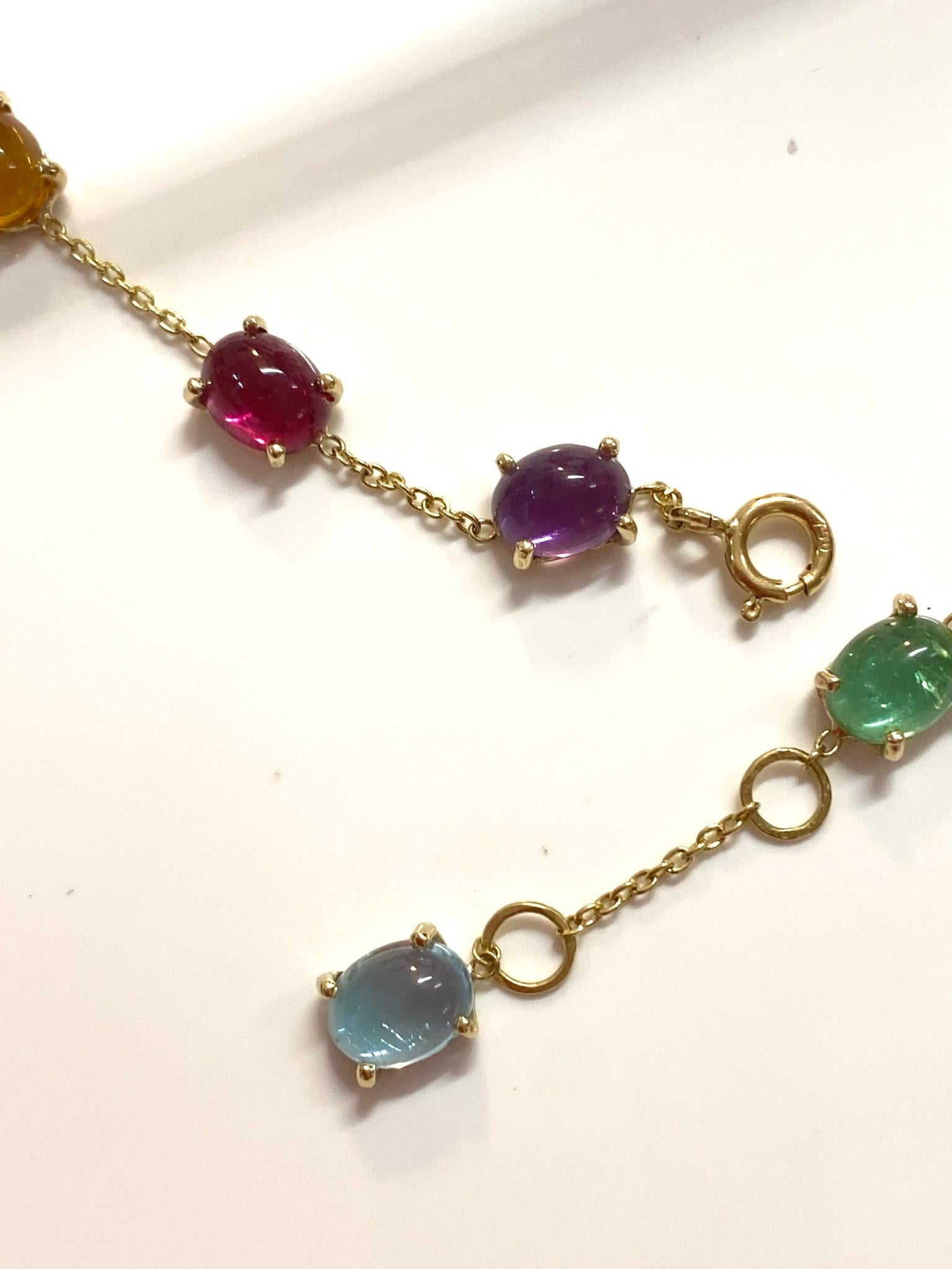 Collar Feisty de Oro Amarillo de 18 Kilates Amatista Granate Citrino Peridoto Turmalina en venta 5