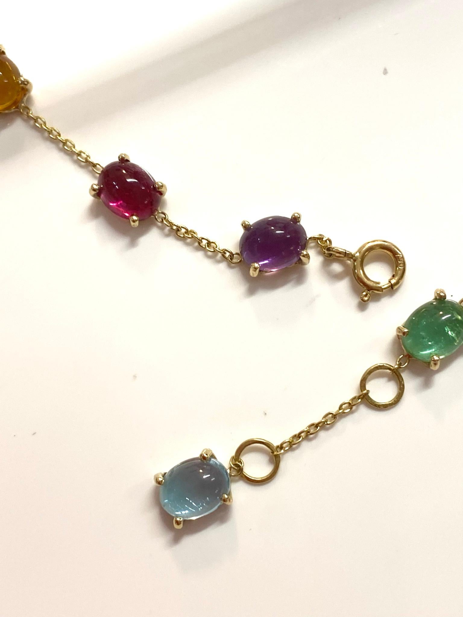 18 Karat Yellow Gold Feisty Necklace Amethyst Garnet Citrine Peridot Tourmaline For Sale 2