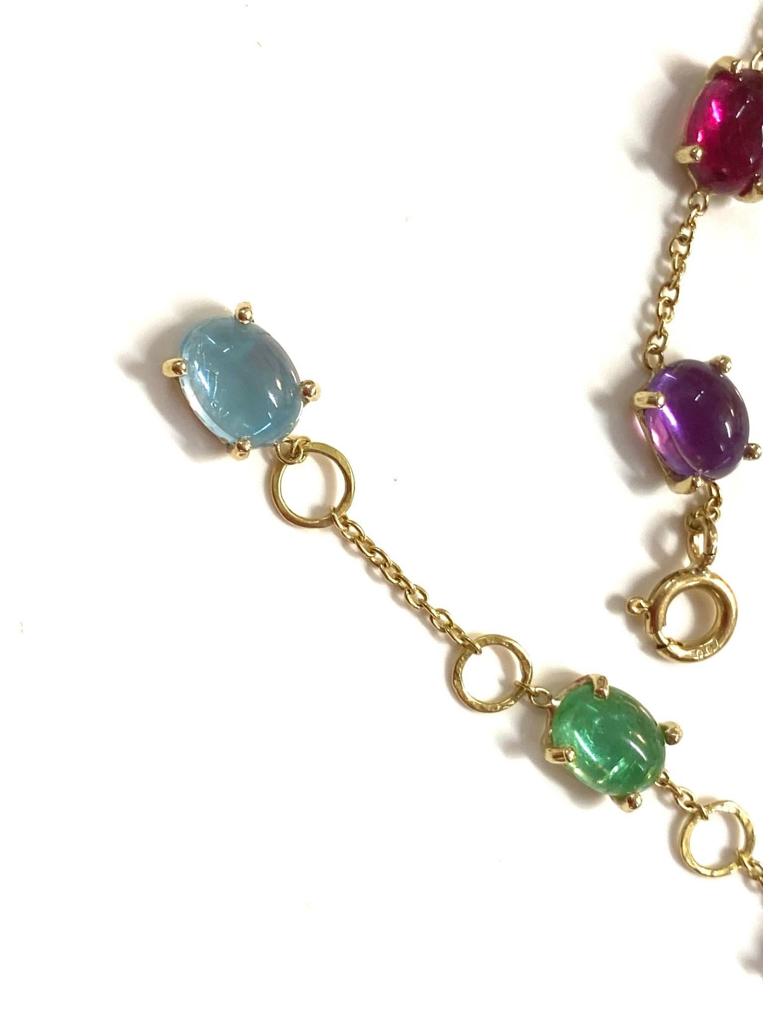 18 Karat Gelbgold Elegante Halskette mit Amethyst, Granat, Citrin, Peridot und Turmalin im Angebot 5