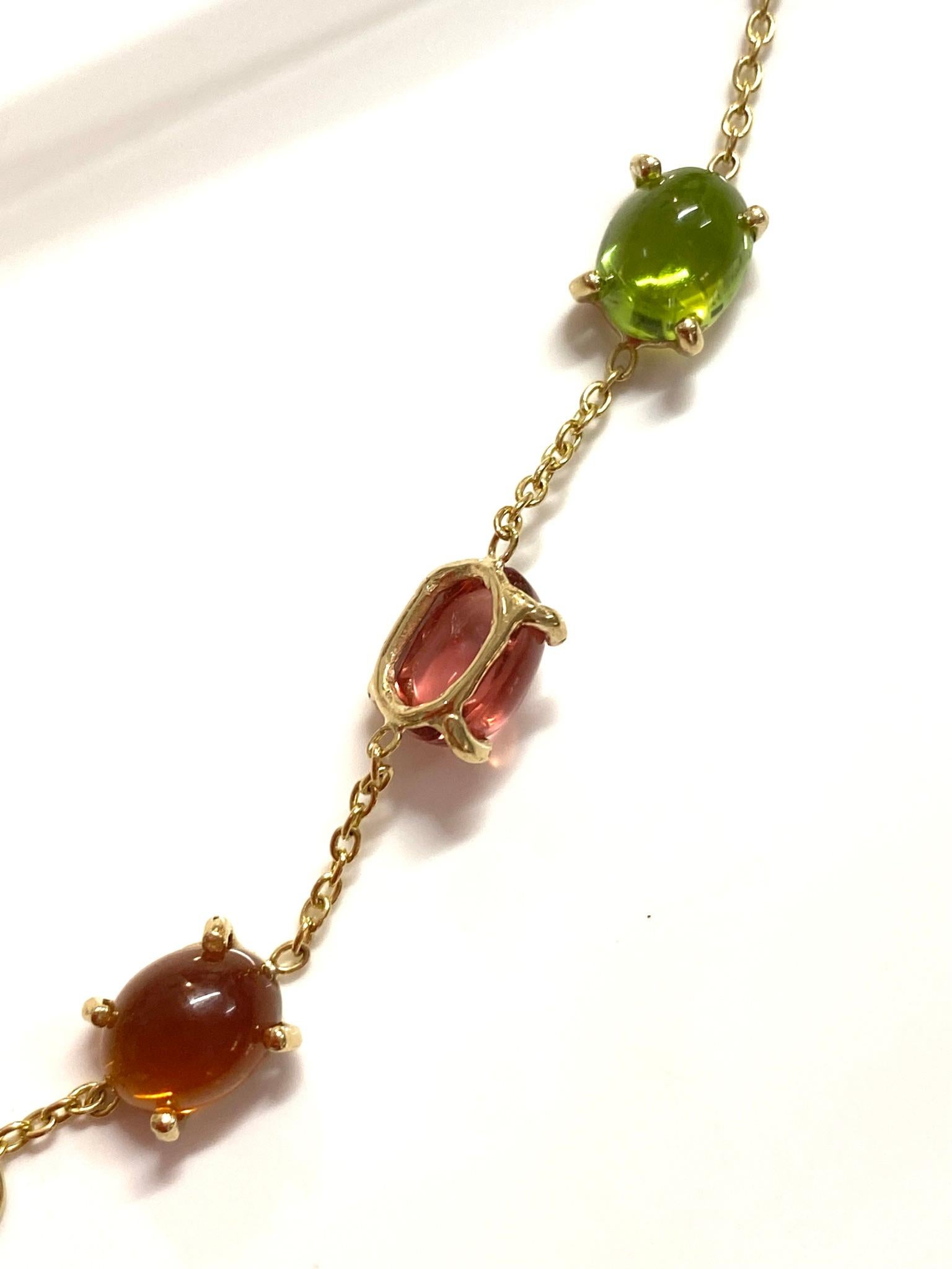 18 Karat Yellow Gold Feisty Necklace Amethyst Garnet Citrine Peridot Tourmaline In New Condition For Sale In Rome, IT