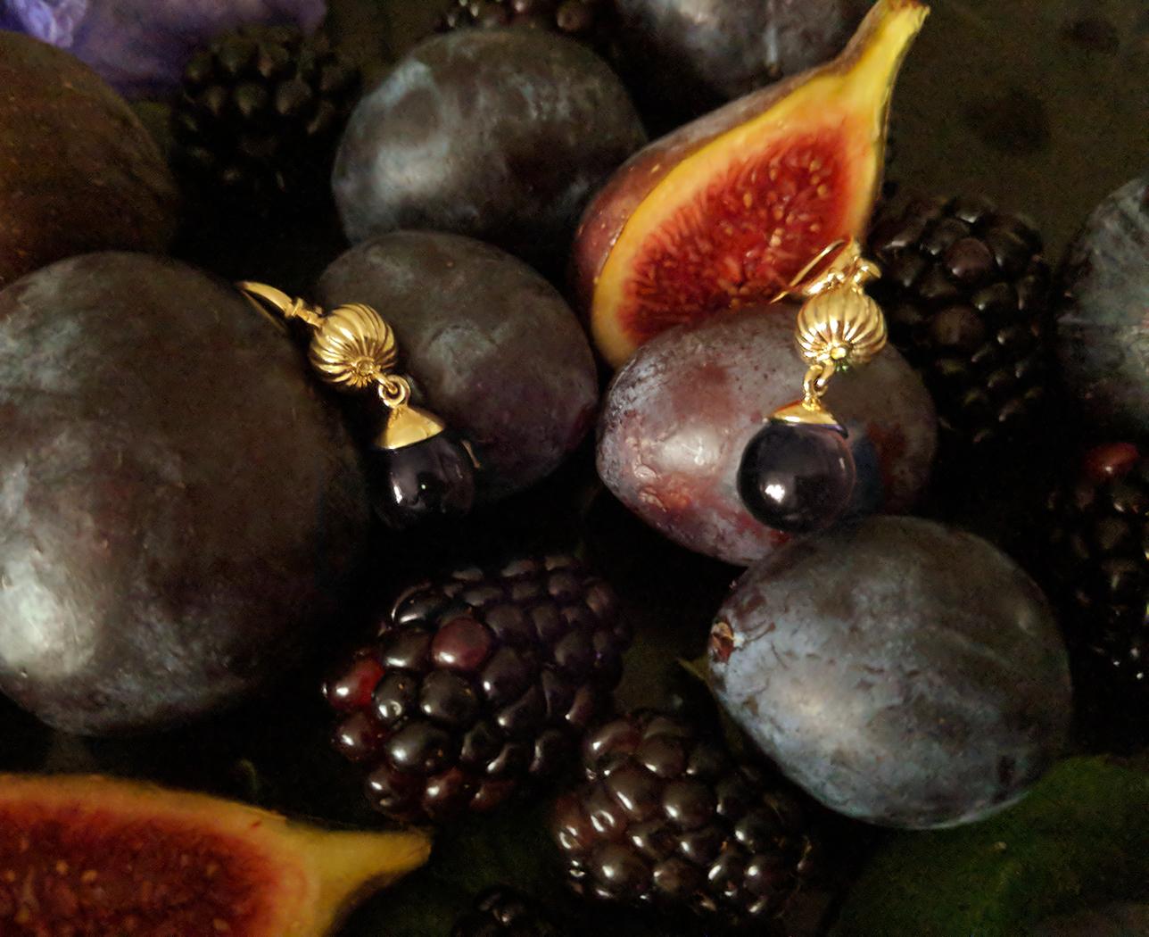 Fig Cocktail-Ohrringe aus Gelbgold mit Rauchquarzen des Künstlers (Künstler*in) im Angebot