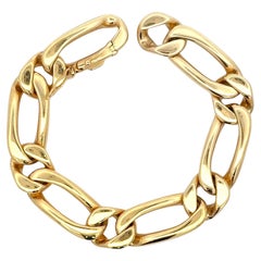 Bracciale A Link in oro giallo 18 carati lucido Figaro 62,7 grammi 7,13 pollici