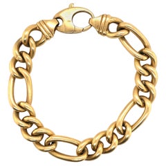 18 Karat Yellow Gold Figaro Link Bracelet 27.1 Grams 8 Inches