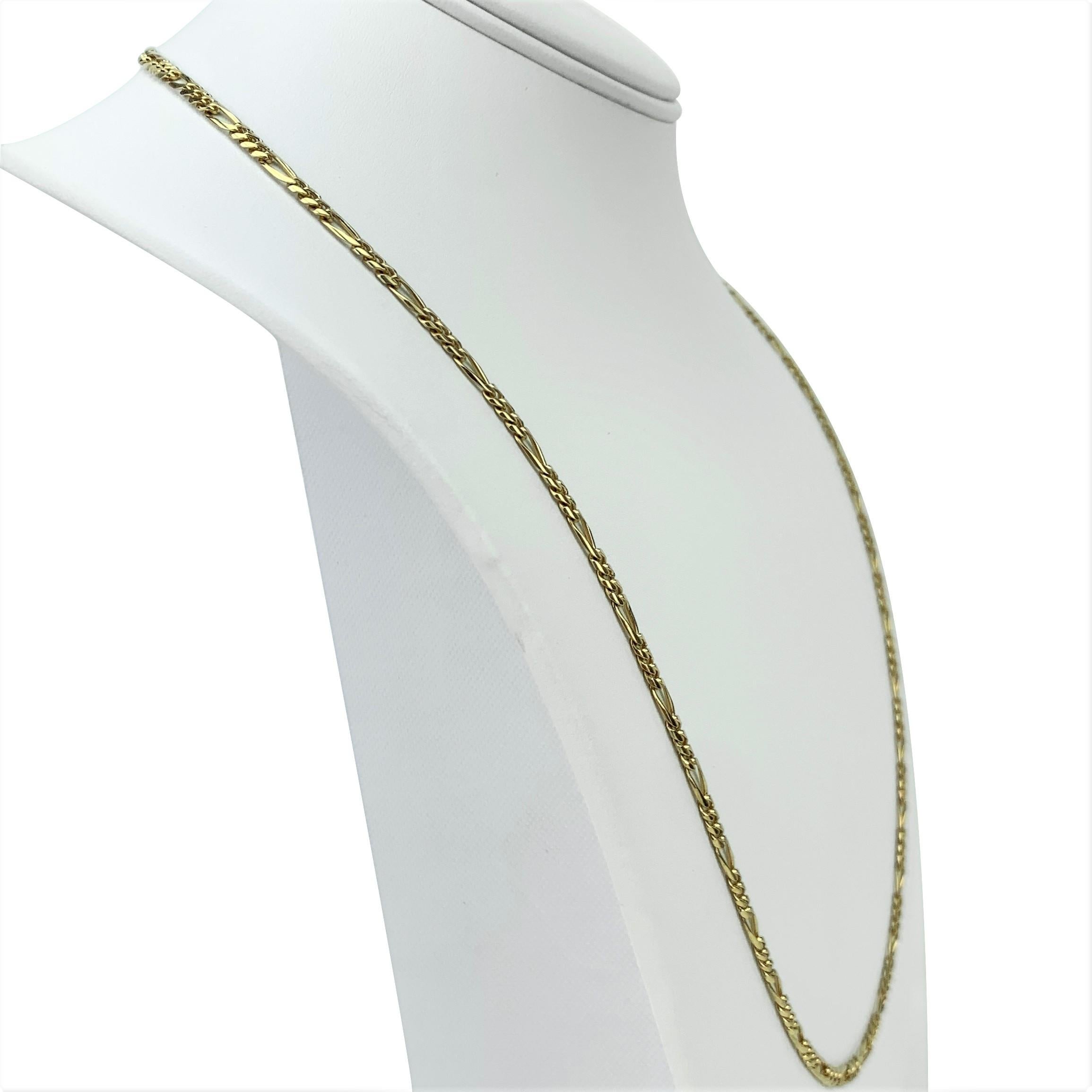 18k Yellow Gold 17.7g Solid 3.5mm Figaro Link Chain Necklace 24