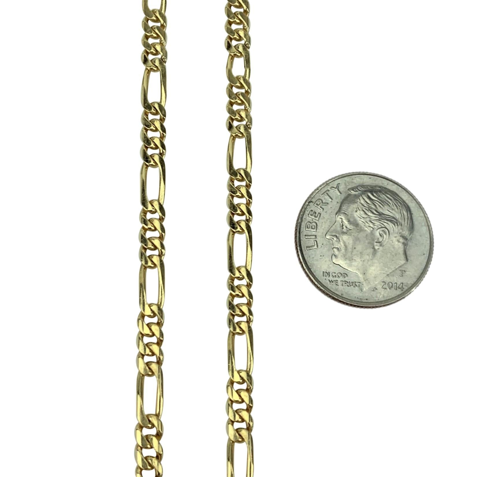 18 Karat Yellow Gold Figaro Link Chain Necklace In Good Condition In Guilford, CT