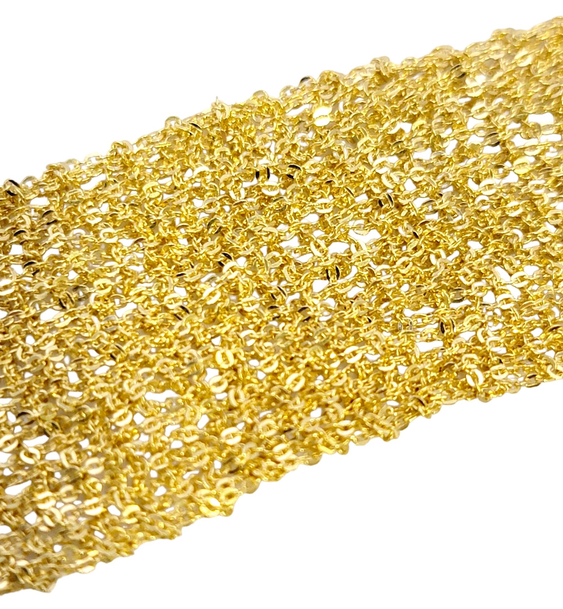 Contemporary 18 Karat Yellow Gold Fine Knitted Mesh Tasseled Self Tie Scarf Necklace For Sale