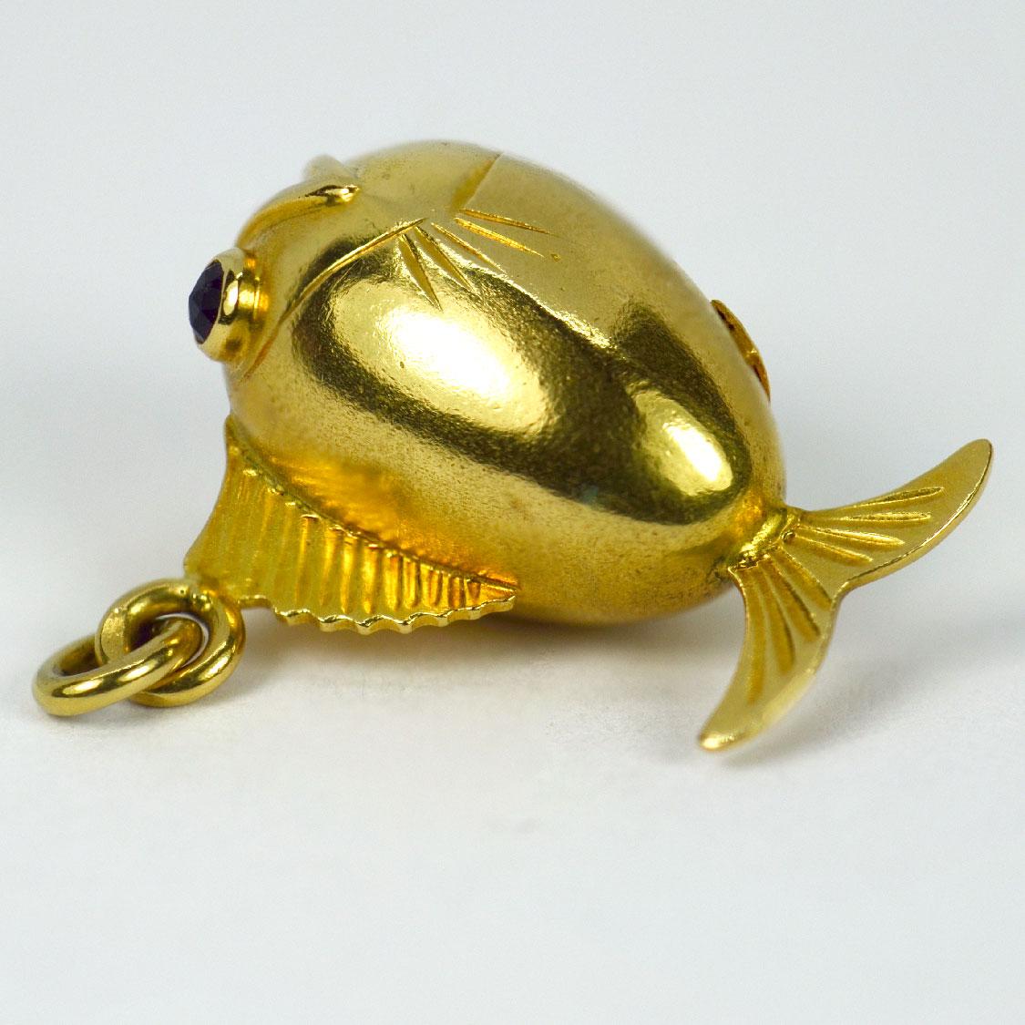 18 Karat Yellow Gold Fish Charm Pendant 2