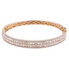 18 Karat Yellow Gold Five-Row Diamond Bangle Bracelet