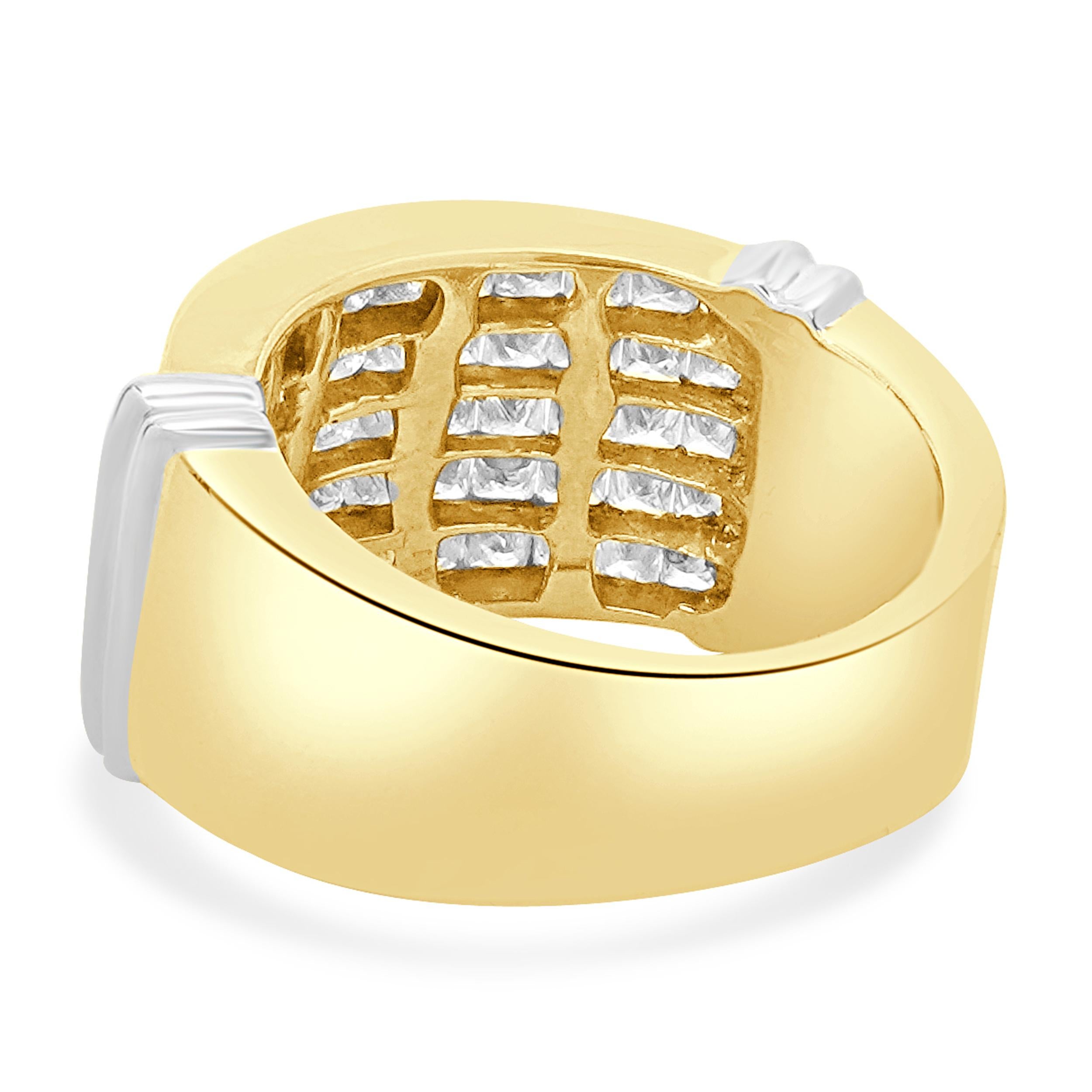 18 Karat Yellow Gold Five Row Invisible Set Diamond Ring In Excellent Condition For Sale In Scottsdale, AZ