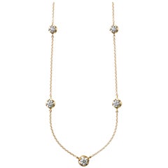 18 Karat Yellow Gold Five-Stone Diamond Necklace