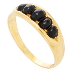 18 Karat Yellow Gold Five-Stone Jet Ring