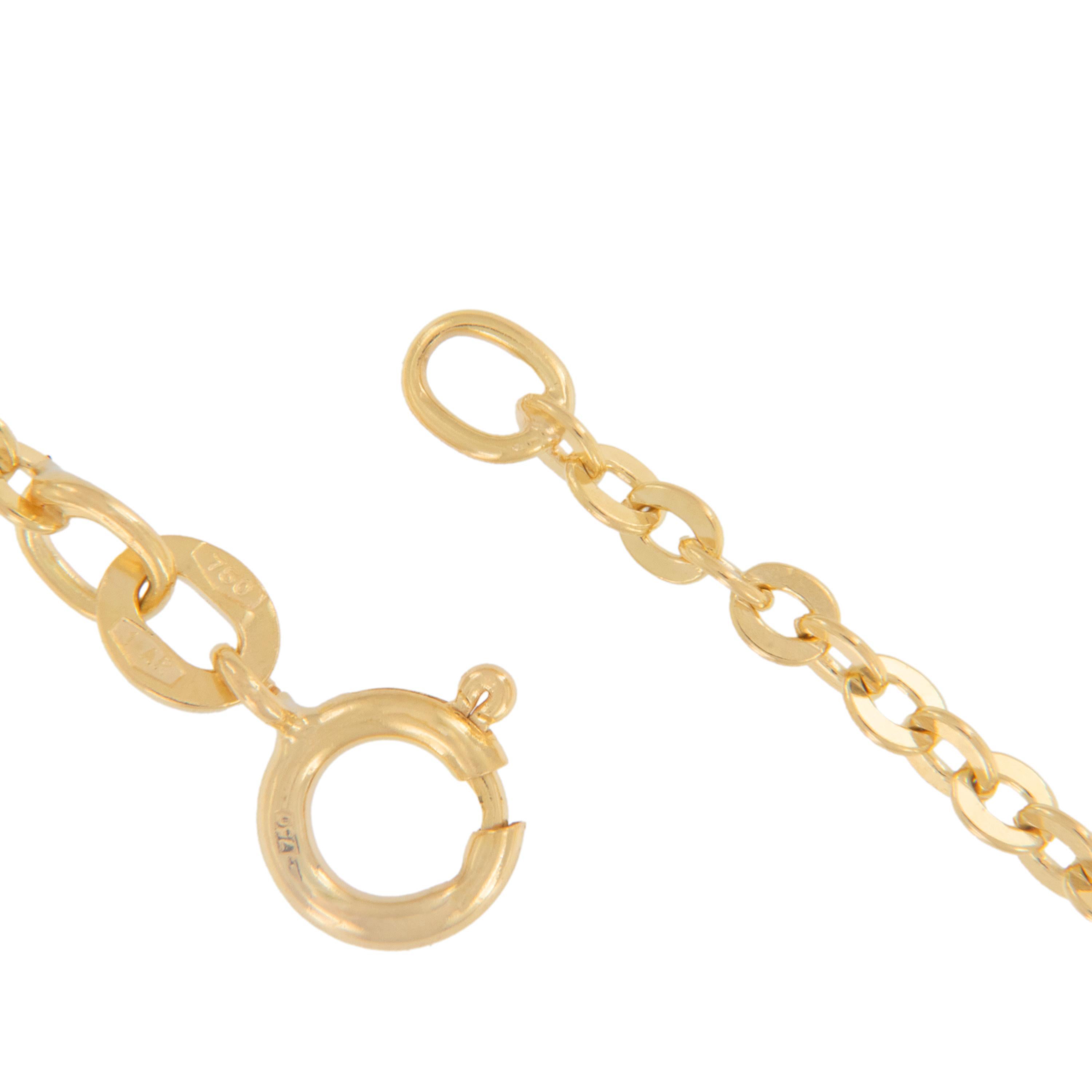 Contemporary 18 Karat Yellow Gold Flat Cable Link Necklace Chain Made in Italy For Sale