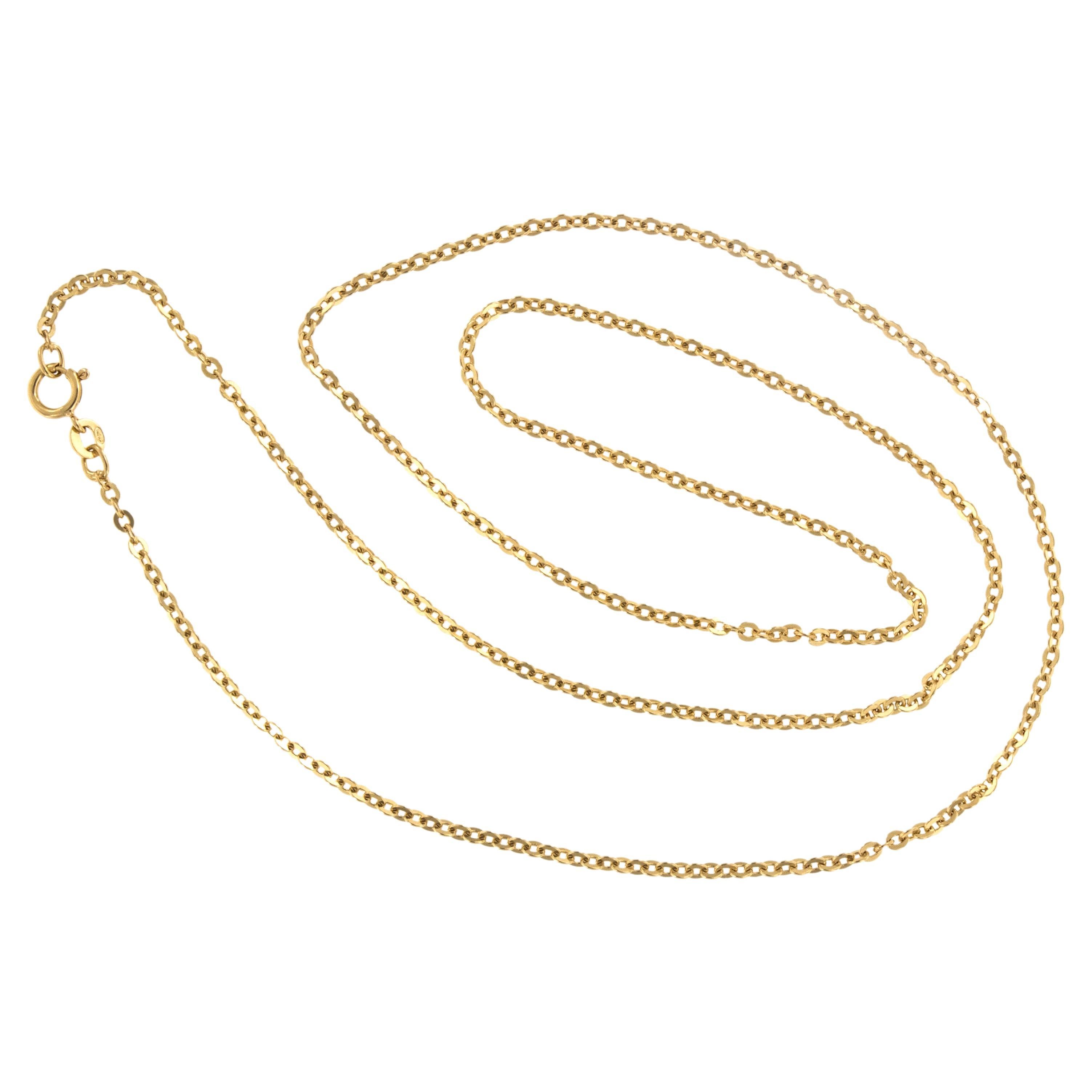 18 Karat Gelbgold Flache Kabel-Gliederhalskette, hergestellt in Italien