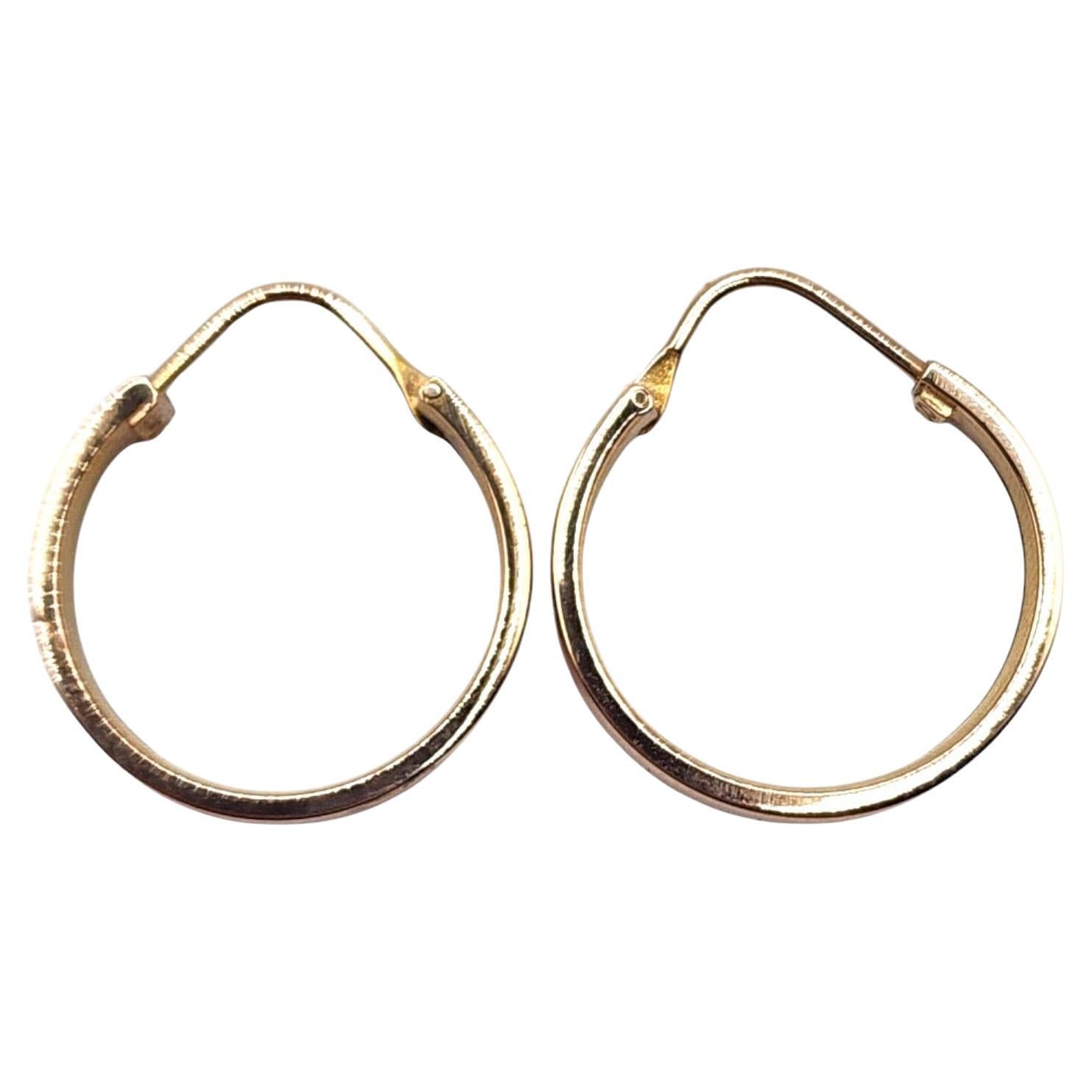 18 Karat Yellow Gold Flat Circle Hoop Earrings #20478