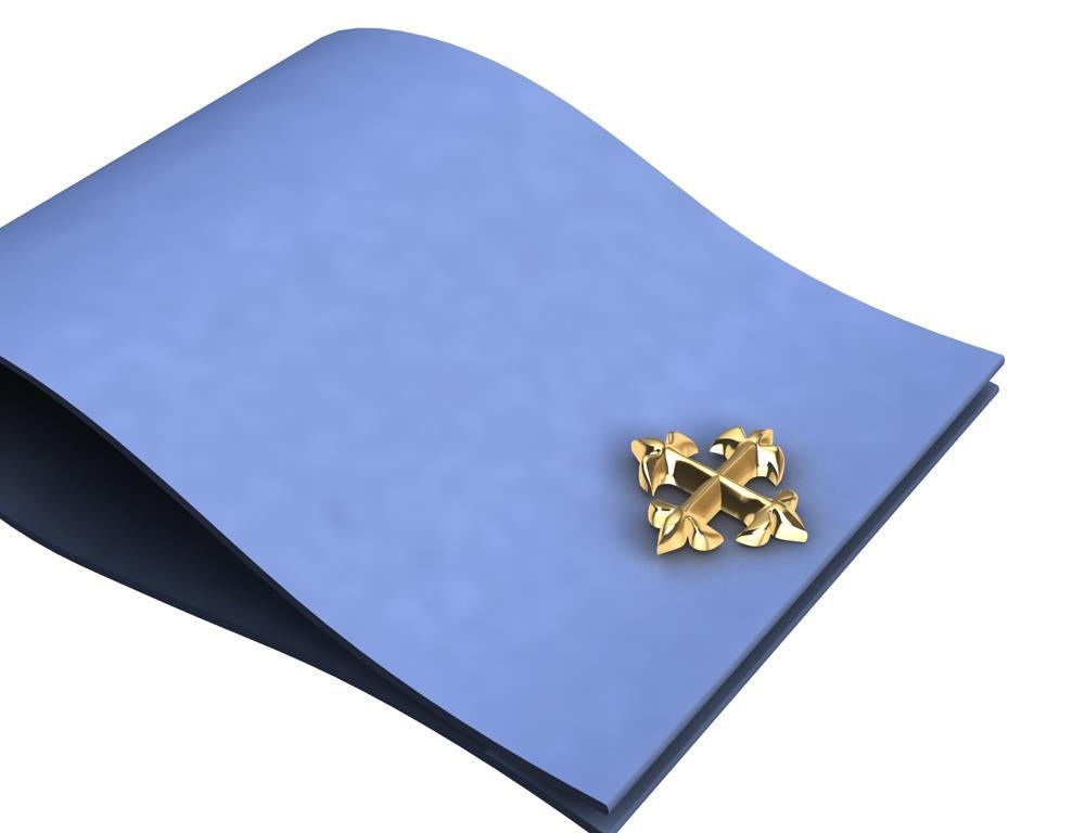 18 Karat Yellow Gold Fleur de Lis Cross Cuff Links In New Condition For Sale In New York, NY