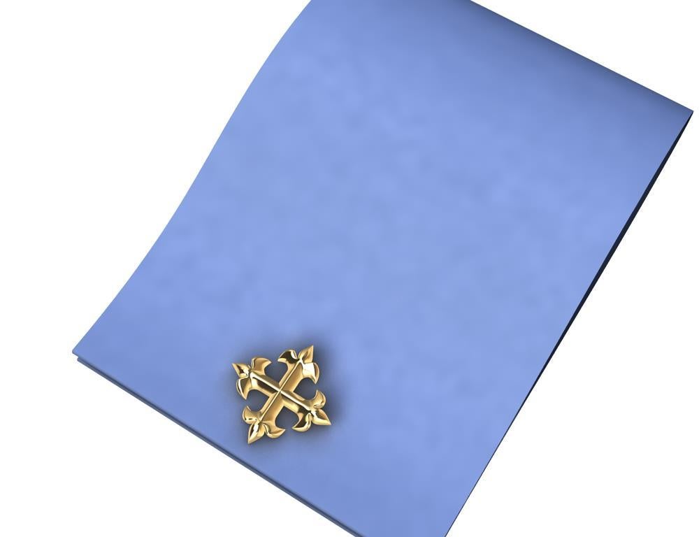 Boutons de manchette en or jaune 18 carats avec croix Fleur de Lis en vente 3