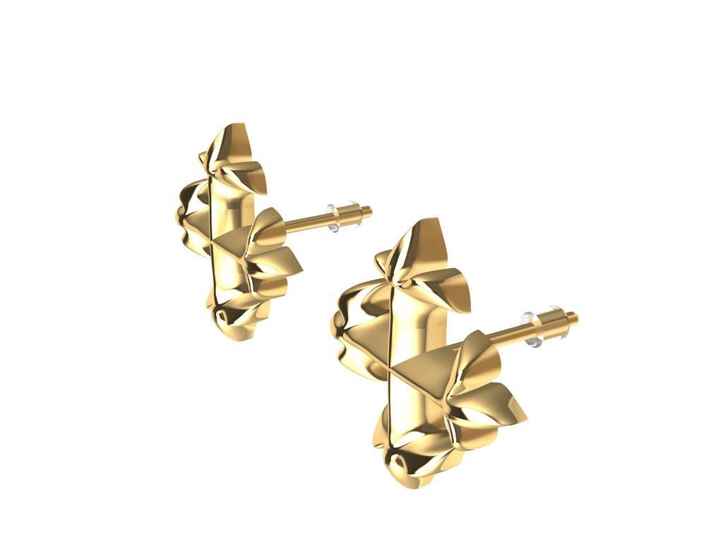 Contemporain Clous d'oreilles croix Fleur-de-Lis en or jaune 18 carats en vente